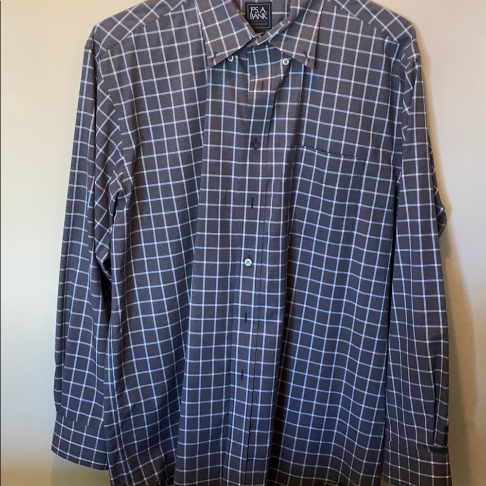 Jos. A. Bank Traveler Gray Large Dress Shirt